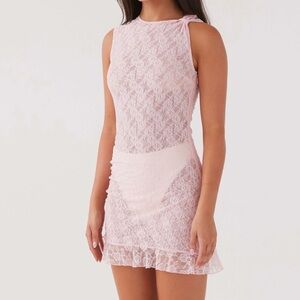 Peppermayo Ballet Slipper Lace Mini Dress - Baby Pink - Size 0 - Coquette
